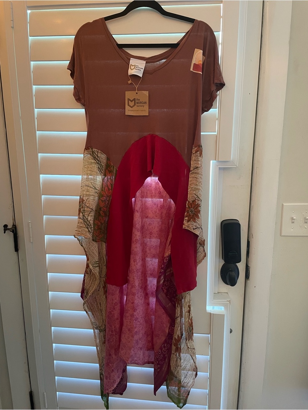 The Morgan Factory Boho Patchwork Draped Tunic Top NWT